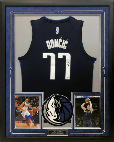 Luka Doncic Autographed Hand Signed Custom Framed Dallas Mavs Jersey - PSA COA