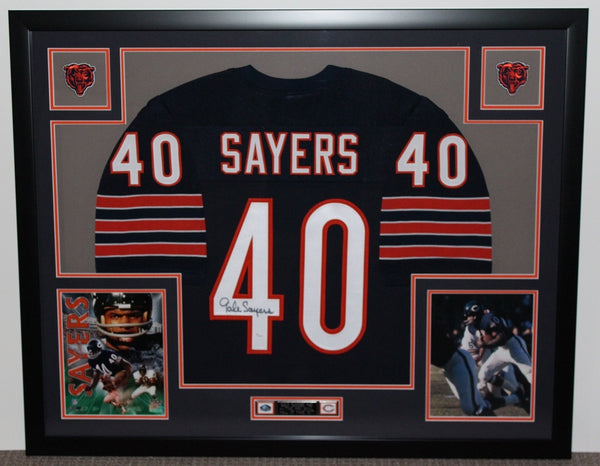 Gale Sayers Autographed and Framed Navy Bears Jersey