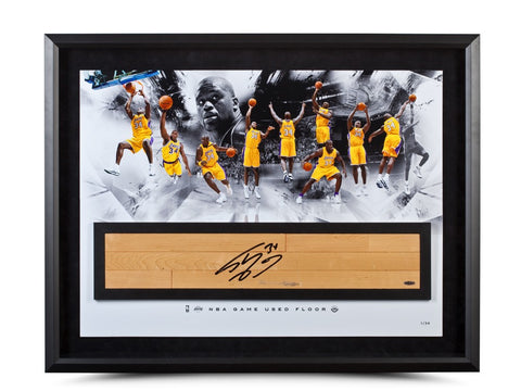 Shaquille O'Neal Autographed NBA Game Used Floor "Big Aristotle" Collage 36 x 24