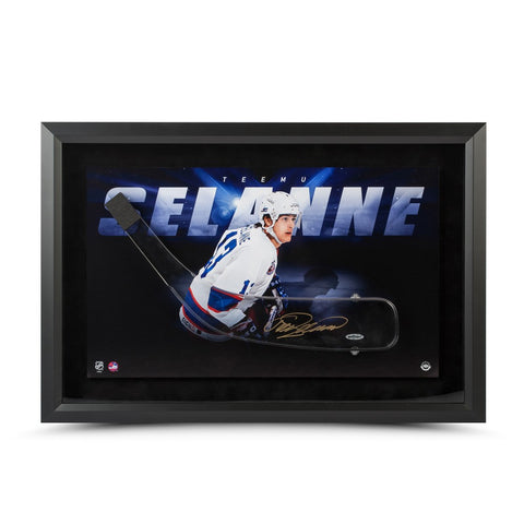 Teemu Selanne Autographed Acrylic Stick Blade with Shadow Watcher Picture Framed