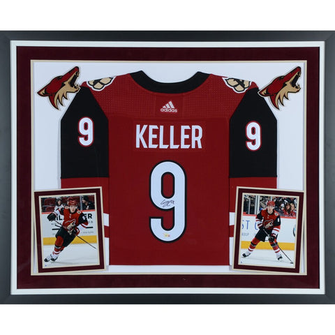 Clayton Keller Arizona Coyotes Deluxe Framed Autographed Red Adidas Authentic Jersey