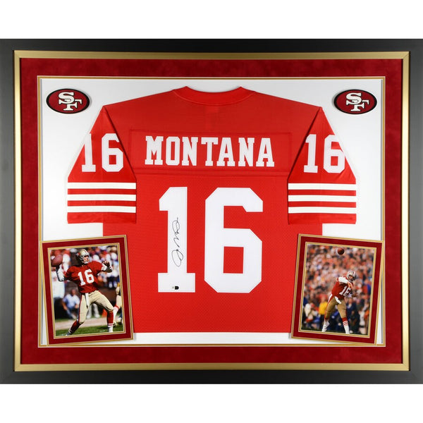 Joe Montana San Francisco 49ers Deluxe Framed Autographed Red Proline Jersey
