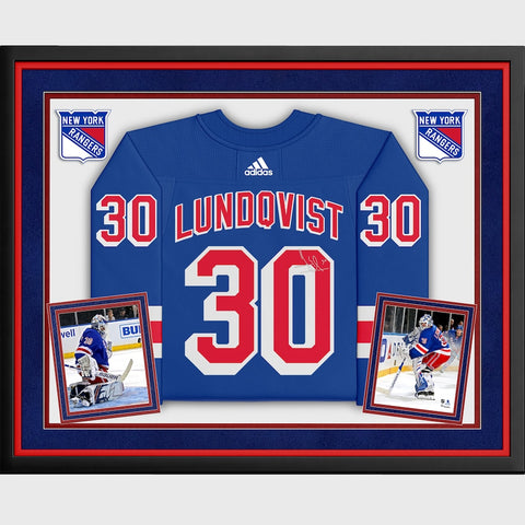 Henrik Lundqvist New York Rangers Deluxe Framed Autographed Blue Adidas Authentic Jersey