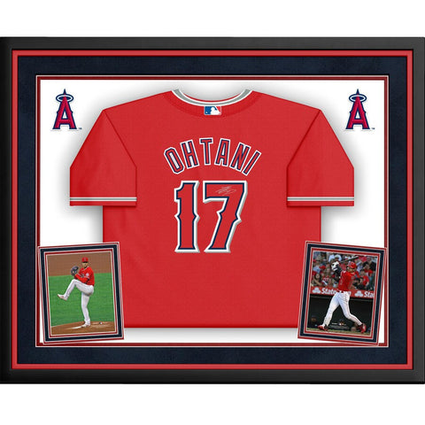 Shohei Ohtani Los Angeles Angels Autographed Deluxe Framed Red Nike Replica Jersey