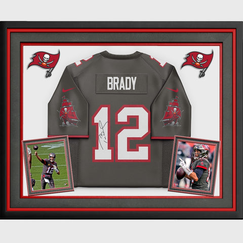 Tom Brady Tampa Bay Buccaneers Deluxe Framed Autographed Pewter Nike Game Jersey