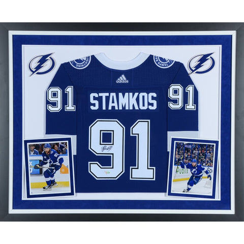 Steven Stamkos Tampa Bay Lightning Deluxe Framed Autographed Blue Adidas Authentic Jersey
