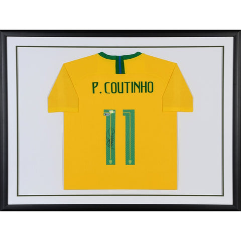 Philippe Coutinho Brazil National Team Standard Framed Autographed Nike Yellow Home Jersey