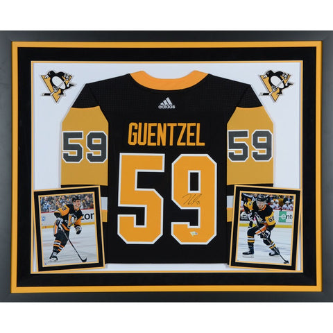Jake Guentzel Pittsburgh Penguins Deluxe Framed Autographed Black Adidas Authentic Jersey