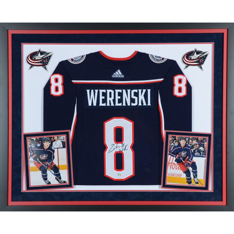 Zach Werenski Columbus Blue Jackets Deluxe Framed Autographed Blue Adidas Authentic Jersey