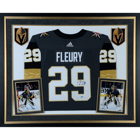 Marc-Andre Fleury Vegas Golden Knights Deluxe Framed Autographed Black Adidas Authentic Jersey