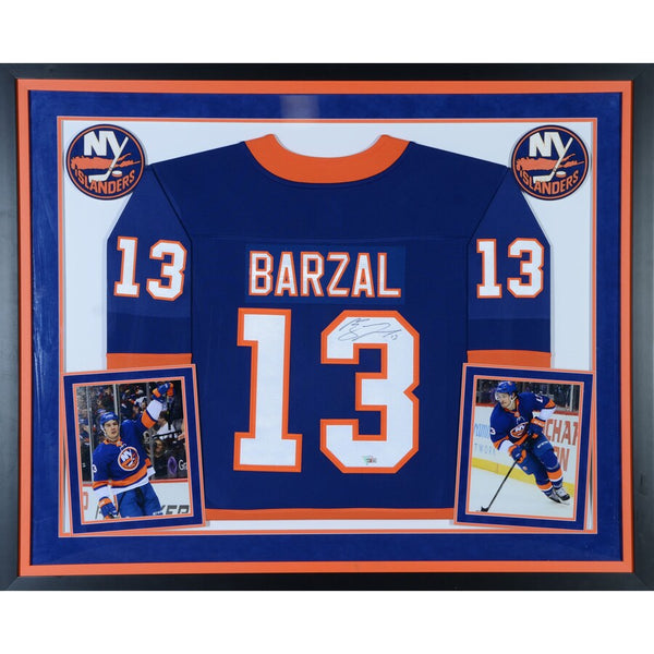 Mathew Barzal New York Islanders Deluxe Framed Autographed Blue Fanatics Breakaway Jersey