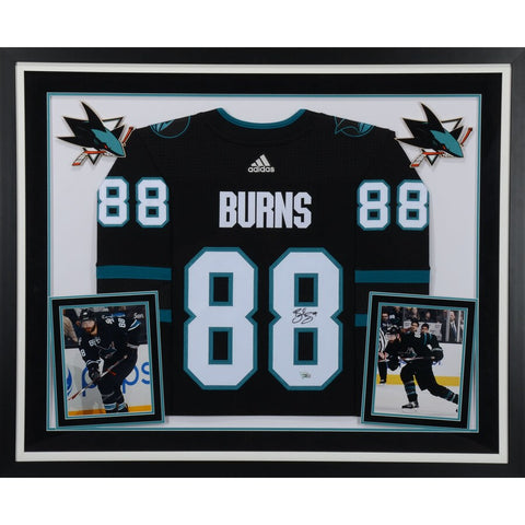 Brent Burns San Jose Sharks Deluxe Framed Autographed Black Adidas Authentic Jersey
