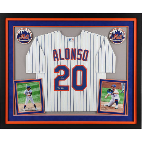Pete Alonso New York Mets Deluxe Framed Autographed Nike White Replica Jersey