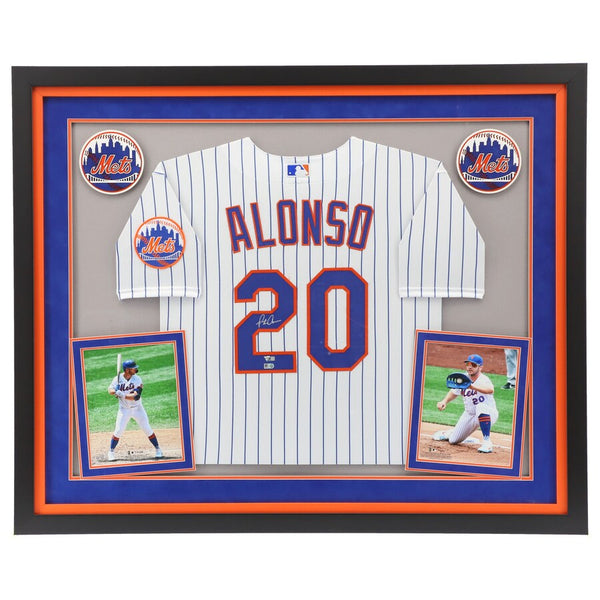 Pete Alonso New York Mets Deluxe Framed Autographed Nike White Authentic Jersey