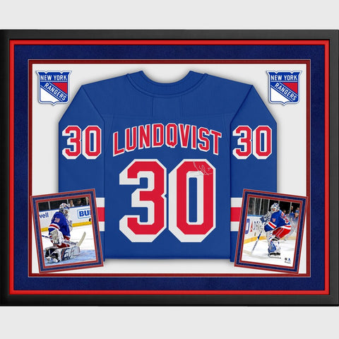 Henrik Lundqvist New York Rangers Deluxe Framed Autographed Blue Fanatics Breakaway Jersey
