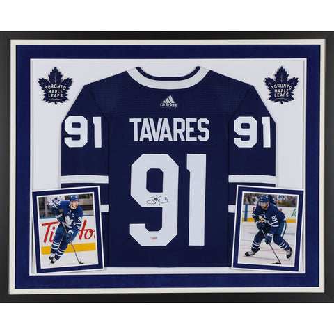 John Tavares Toronto Maple Leafs Deluxe Framed Autographed Blue Adidas Authentic Jersey