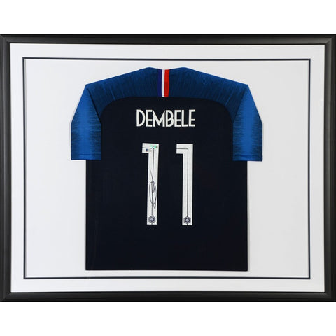 Ousmane Dembele France National Team Standard Framed Autographed Nike Navy Jersey