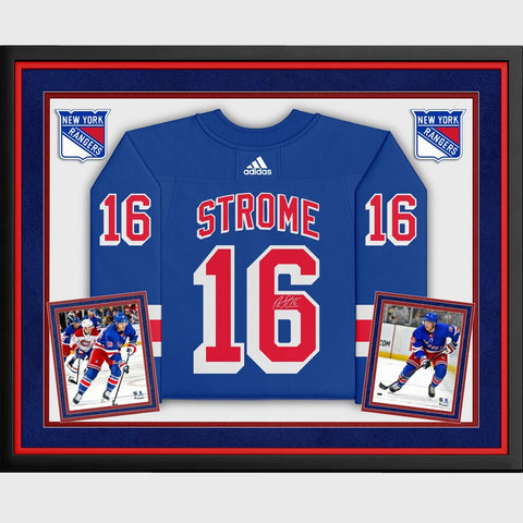 Ryan Strome New York Rangers Deluxe Framed Autographed Blue Adidas Authentic Jersey