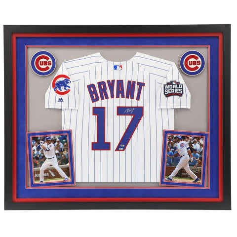 Kris Bryant Chicago Cubs Deluxe Framed Autographed 2016 MLB World Series Champions White Authentic Jersey