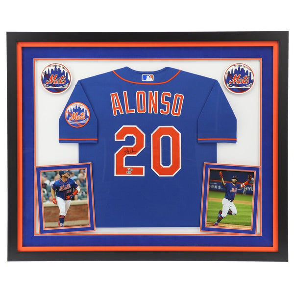 Pete Alonso New York Mets Deluxe Framed Autographed Nike Blue Authentic Jersey