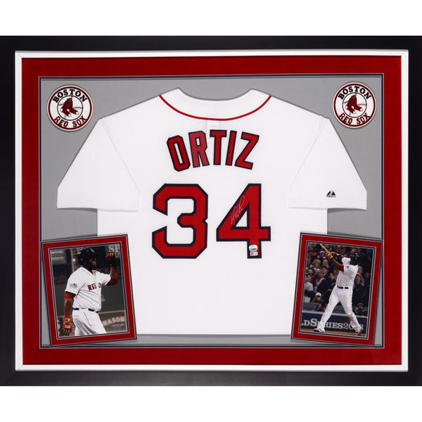 David Ortiz Boston Red Sox Deluxe Framed Autographed Majestic Home Jersey