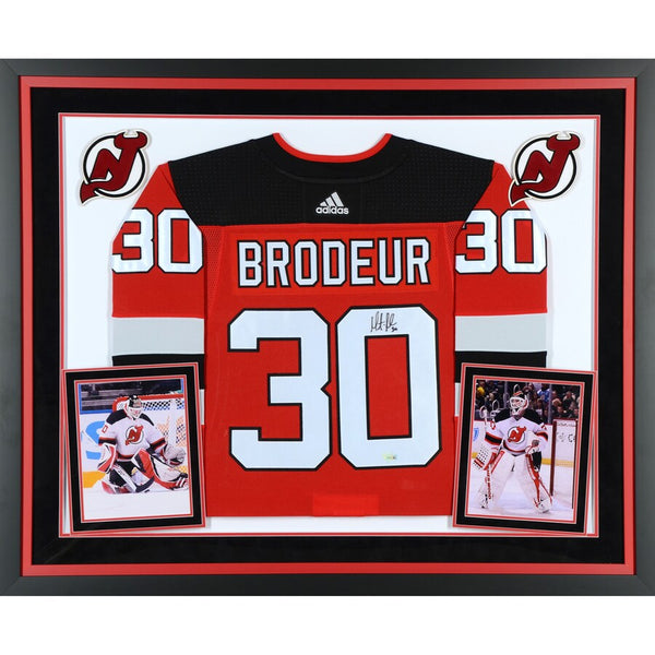 Martin Brodeur New Jersey Devils Deluxe Framed Autographed Red Adidas Authentic Jersey