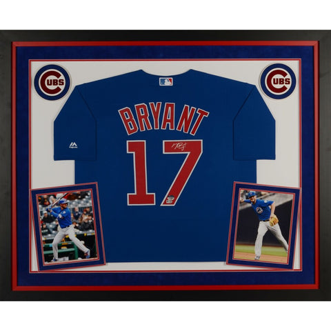 Kris Bryant Chicago Cubs Deluxe Framed Autographed Blue Replica Jersey