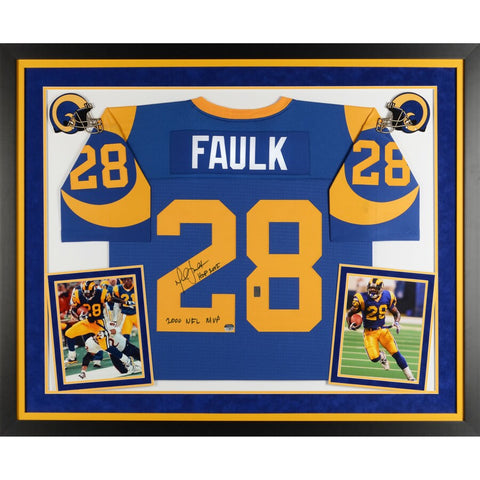 Marshall Faulk St. Louis Rams Framed Autographed Mitchell & Ness Authentic Jersey with "2000 NFL MVP, HOF 2011" Inscriptions