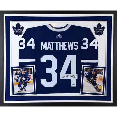 Auston Matthews Toronto Maple Leafs Deluxe Framed Autographed Blue Adidas Authentic Jersey