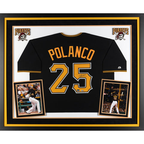 Gregory Polanco Pittsburgh Pirates Deluxe Framed Autographed Replica Black Jersey