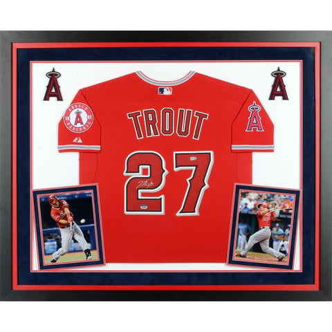 Mike Trout Los Angeles Angels Deluxe Framed Autographed Nike Scarlet Authentic Jersey