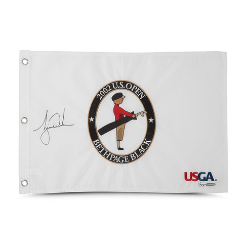 Tiger Woods Autographed 2002 U.S. Open Pin Flag