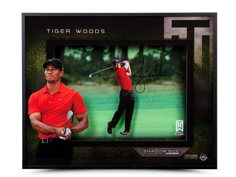 Tiger Woods Autographed 'Approach' 16 x 20 Shadow Box
