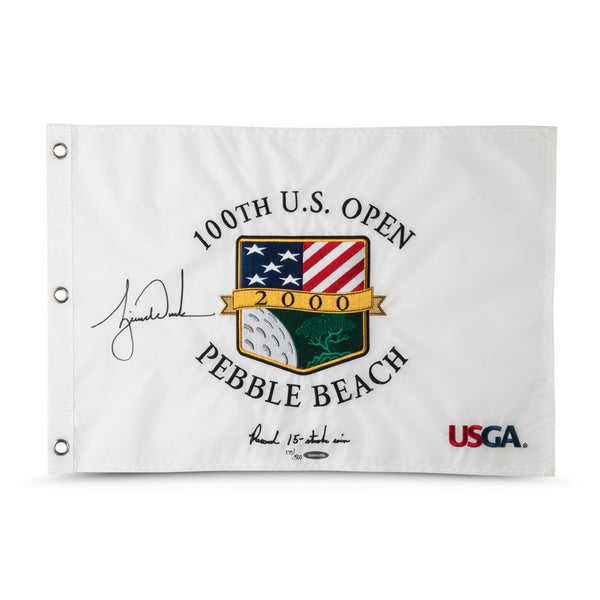 Tiger Woods Autographed & Embroidered 2000 U.S. Open Pin Flag