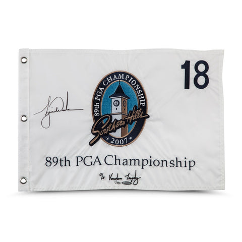 Tiger Woods Autographed & Embroidered 2007 PGA Championship Pin Flag