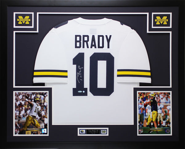Tom Brady Autographed Framed White Michigan Wolverines Jersey