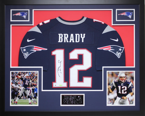 Tom Brady Autographed Framed Navy Patriots Nike Jersey