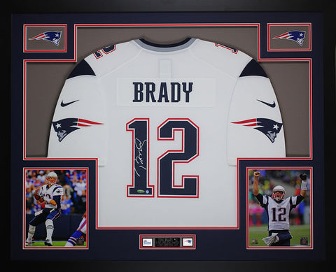 Tom Brady Autographed & Framed White Patriots Nike Jersey