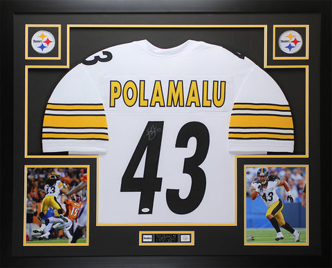 Troy Polamalu Autographed Framed White Steelers Jersey