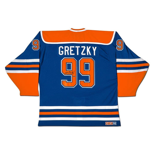 Wayne Gretzky Edmonton Oilers Upper Deck Autographed Blue Heroes of Hockey  CCM Jersey