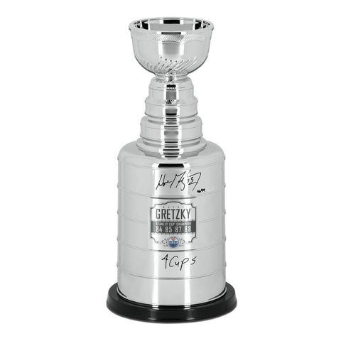 Wayne Gretzky Autographed & Inscribed “4 Cups” Replica Stanley Cup Trophy with Plaque