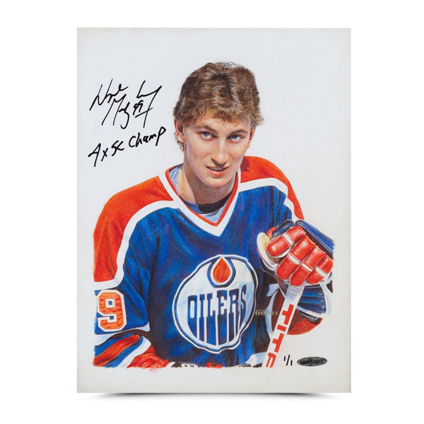 Wayne Gretzky Autographed & Inscribed Oilers Original Card Art