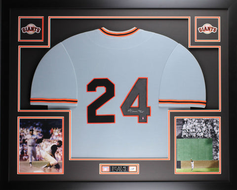 Willie Mays Autographed Framed Gray Giants Jersey